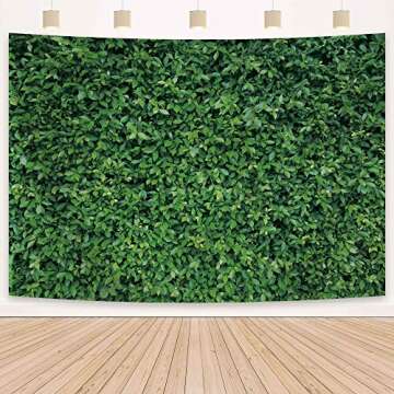 Msocio 7x5ft Polyester Spring Greenery Leaves Grass Nature Photography Backdrop Green Grass Background for Birthday Wedding Safari Dinosaur Baby Shower Party Decorations Banner Portrait Photo Booth