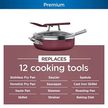 Ninja, Cookware, Steamer, Strainer Basket, Glass Lid and Spatula, Foodi NeverStick PossiblePan, Prem...