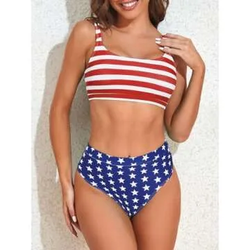 Womens 4th of July Swimsuits Bikini Fourth of July Patriotic Swim Suit USA Flag Bathing Suits American Flag Bikini Swimwear S
