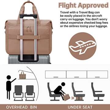 LYAUK Travel Bag with 15.6 inch Laptop Compartment, Weekender Bag Women with Shoe Compartment & USB Charging Port & Toiletry Bag, Carry on Duffel Bag for Travel, Business, Work, Trips (Khaki)