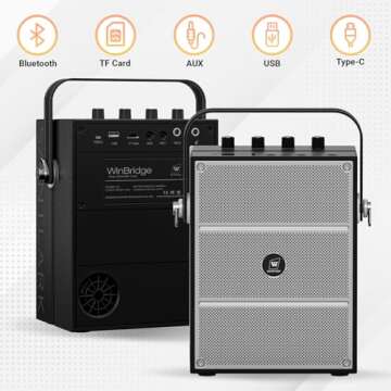 WinBridge 60W Powerful Wireless Voice Amplifier with Handheld and Headset Microphones for Teachers,P...