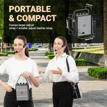 WinBridge 60W Powerful Wireless Voice Amplifier with Handheld and Headset Microphones for Teachers,Portable PA System with Sound Effects, Karaoke Speaker and Mic System Support Guitar Play S97