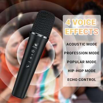 WinBridge 60W Powerful Wireless Voice Amplifier with Handheld and Headset Microphones for Teachers,Portable PA System with Sound Effects, Karaoke Speaker and Mic System Support Guitar Play S97