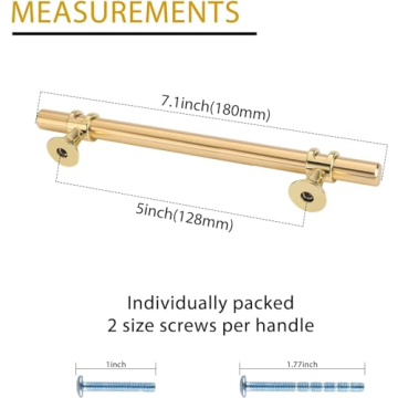 Rergy 10-Pack Gold Cabinet Pulls, 5inch Hole Center