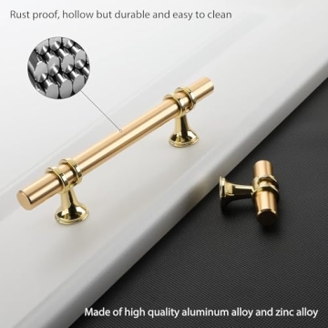 Rergy 10-Pack Gold Cabinet Pulls, 5inch Hole Center