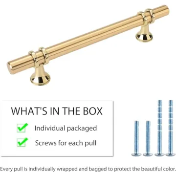 Rergy 10-Pack Gold Cabinet Pulls, 5inch Hole Center