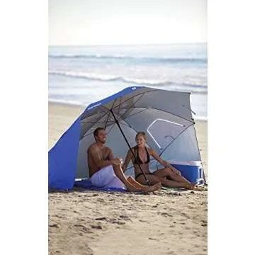 Sport-Brella Vented SPF 50+ Sun and Rain Canopy Umbrella for Beach and Sports Events (8-Foot, Blue)