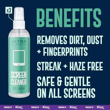 Ultra Clarity Powered by Nano Magic Screen Cleaner Spray 3-Pack – Perfect for Electronics and Touc...
