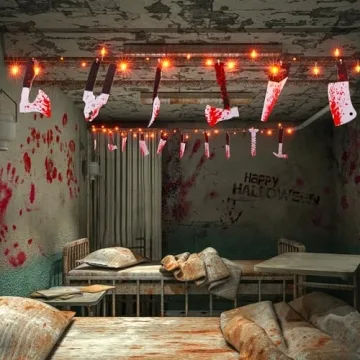 Halloween String Lights with Bloody Knife Props
