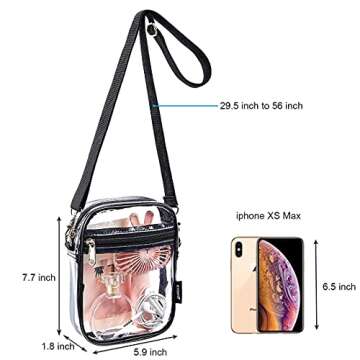 gdbis Clear Crossbody Bag, Stadium Approved Clear Purse Bag for Concerts Sports Events, Black