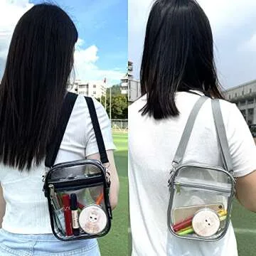 gdbis Clear Crossbody Bag, Stadium Approved Clear Purse Bag for Concerts Sports Events, Black