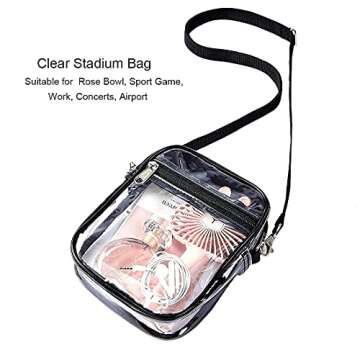 gdbis Clear Crossbody Bag, Stadium Approved Clear Purse Bag for Concerts Sports Events, Black