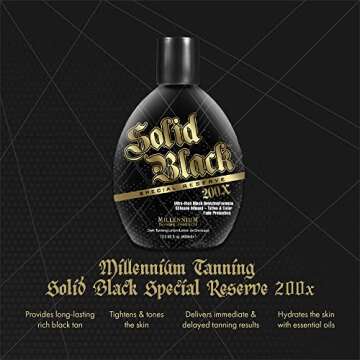 Millennium Tanning Solid Black Special Reserve 200X, Tanning Lotion w/Tattoo Protector, 13.5 Ounces