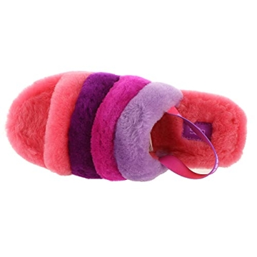 UGG Girls T Fluff Yeah Slide Slipper in Pink/Purple Rainbow