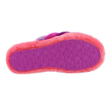 UGG Girls T Fluff Yeah Slide Slipper in Pink/Purple Rainbow