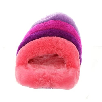 UGG Girls T Fluff Yeah Slide Slipper in Pink/Purple Rainbow