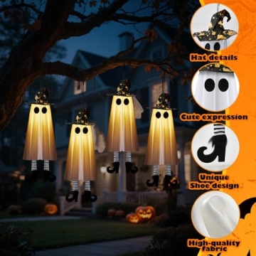 Glowing Witch Hat Ghost Set for Spooky Halloween Décor