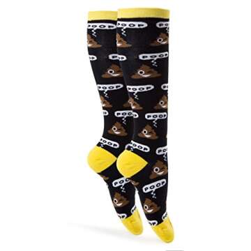 Oooh Yeah Women's Knee High Funny Novelty Socks Poop Size 9-11