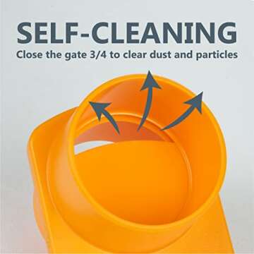 POWERTEC 70295-P2 4-Inch Integrated Blast Gate Clog Resistant, Anti Gap Tapered ABS Plastic Fitting for Dust Collection Systems, 2PK