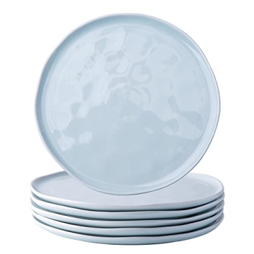 LERATIO Ceramic Salad Plates Set of 6 - 8.0 inch, Dishwasher Safe with Wavy Design