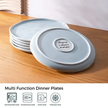 LERATIO 8.0 inch Ceramic Plates Set - Light Blue Elegance