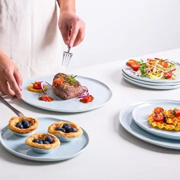 LERATIO 8.0 inch Ceramic Plates Set - Light Blue Elegance