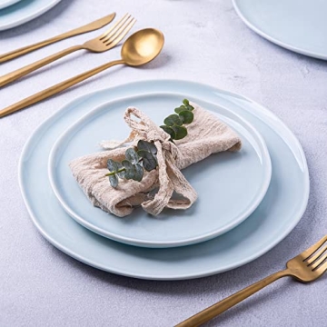 LERATIO 8.0 inch Ceramic Plates Set - Light Blue Elegance