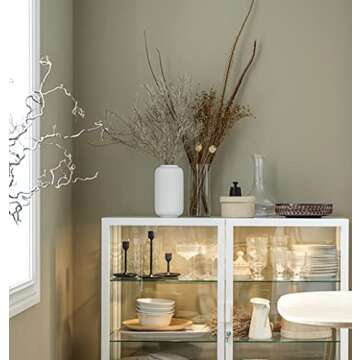 White Vase, Ceramic Ribbed Vase for Flowers and Pampas Grass, 8 Inch Simple Modern Table Vase for Home Office Bedroom, Living Room Kitchen Decor