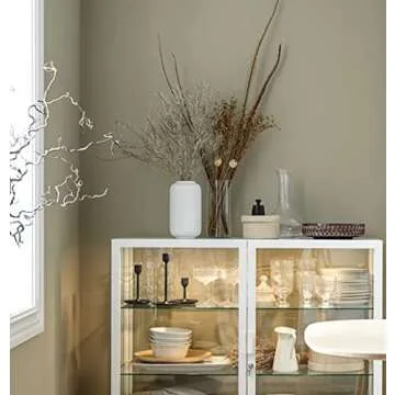 White Vase, Ceramic Ribbed Vase for Flowers and Pampas Grass, 8 Inch Simple Modern Table Vase for Home Office Bedroom, Living Room Kitchen Decor