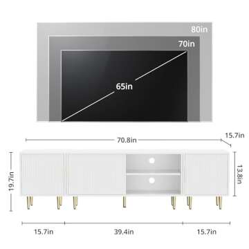 Housoul 71" TV Stand for 50/60/70/80 inch TV, TV Stand for 75+ inch TV, Modern Entertainment Center ...
