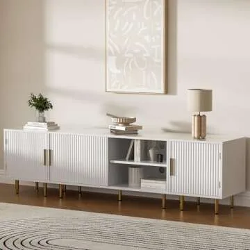 Housoul 71" TV Stand for 50/60/70/80 inch TV, TV Stand for 75+ inch TV, Modern Entertainment Center for Up to 80" TV, TV Media Stand with Storage Cabinet for Living Room, Bedroom, White