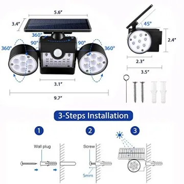 Solar Motion Sensor Security Light Dual Head Adjustable