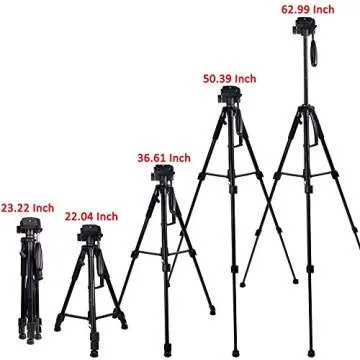 Regetek Travel Camera Tripod (Aluminum 63" Adjustable Camera Stand with Flexible Head) -Portable Tripod for Canon Nikon Sony DV DSLR Camera Camcorder Action Cam/iPhone & Carry Bag & Phone Mount