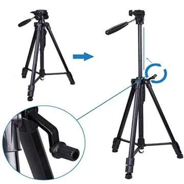 Regetek Travel Camera Tripod (Aluminum 63" Adjustable Camera Stand with Flexible Head) -Portable Tripod for Canon Nikon Sony DV DSLR Camera Camcorder Action Cam/iPhone & Carry Bag & Phone Mount