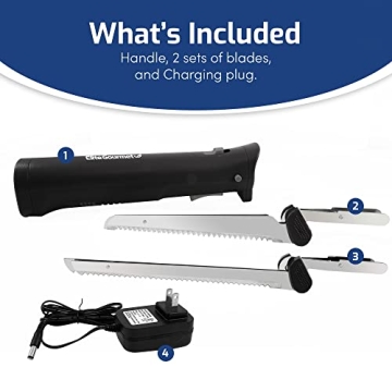 Elite Gourmet EK9810 Rechargeable Electric Knife for Carving