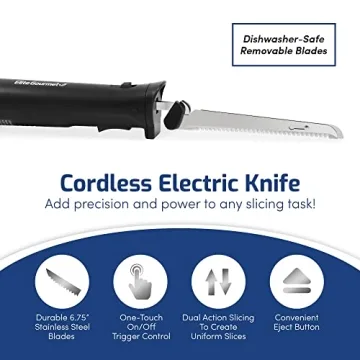 Elite Gourmet EK9810 Rechargeable Electric Knife for Carving