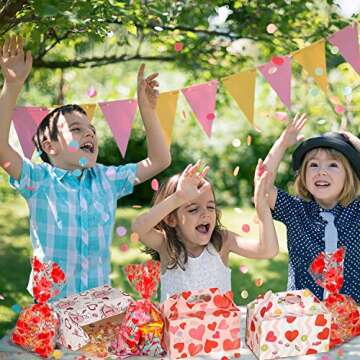 Valentine’s Treat Boxes Gift Bags - 28 Pack Valentines Candy Bags Goodie Bags for Party Supplies, ...