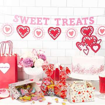 Valentine’s Treat Boxes Gift Bags - 28 Pack Valentines Candy Bags Goodie Bags for Party Supplies, Valentines Day Party Favors for Kids, 7 Patterns Valentines Bags for Wrapped Gifts Party Decorations