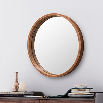 SIERSOE Round Wood Mirror - 30 Inch Rustic Decor
