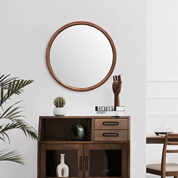 SIERSOE Round Wood Mirror - 30 Inch Rustic Decor