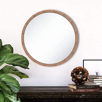 SIERSOE Round Wood Mirror - 30 Inch Rustic Decor