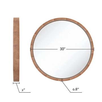 SIERSOE Round Wood Mirror - 30 Inch Rustic Decor