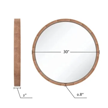 SIERSOE Round Wood Mirror - 30 Inch Rustic Decor