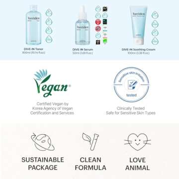 Torriden DIVE-IN Low-Molecular Hyaluronic Acid Serum, 1.69 fl oz + Toner 10.14 fl oz + Soothing Cream 3.38 fl oz | Vegan Clean Cruelty Free Facial Ampoule Moisturizer Alcohol-free Fragrance-free