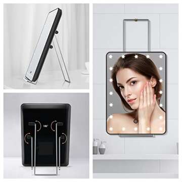 FASCINATE Lighted Makeup Mirror with 3 Colors Lighting and 10X Magnification Mirror, Makeup Vanity Mirror with 60 LED Lights and Phone Holder, Portable Desk Personal Beauty Light Up Mirror