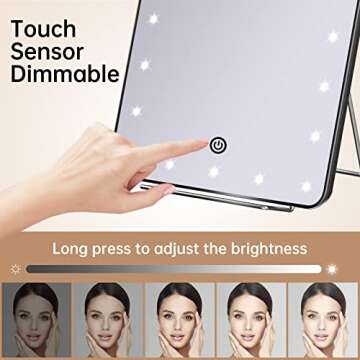 FASCINATE Lighted Makeup Mirror with 3 Colors Lighting and 10X Magnification Mirror, Makeup Vanity Mirror with 60 LED Lights and Phone Holder, Portable Desk Personal Beauty Light Up Mirror