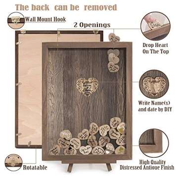 Y&K Wedding Guest Book with Wooden Hearts for Memorable Events