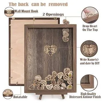 Y&K Wedding Guest Book with Wooden Hearts for Memorable Events