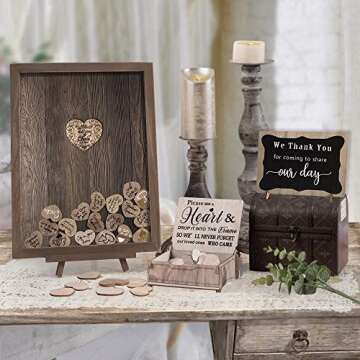 Y&K Wedding Guest Book with Wooden Hearts for Memorable Events