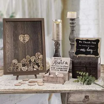 Y&K Wedding Guest Book with Wooden Hearts for Memorable Events